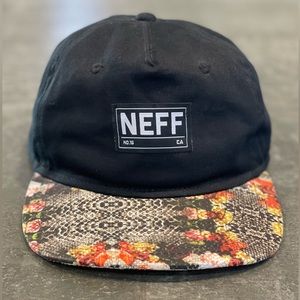 NEFF Snap Back Hat Black with Floral Print Bill